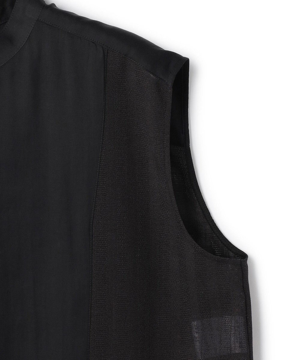 BEIGE， GOSHE / サテン切替 シアースタンドブラウス 