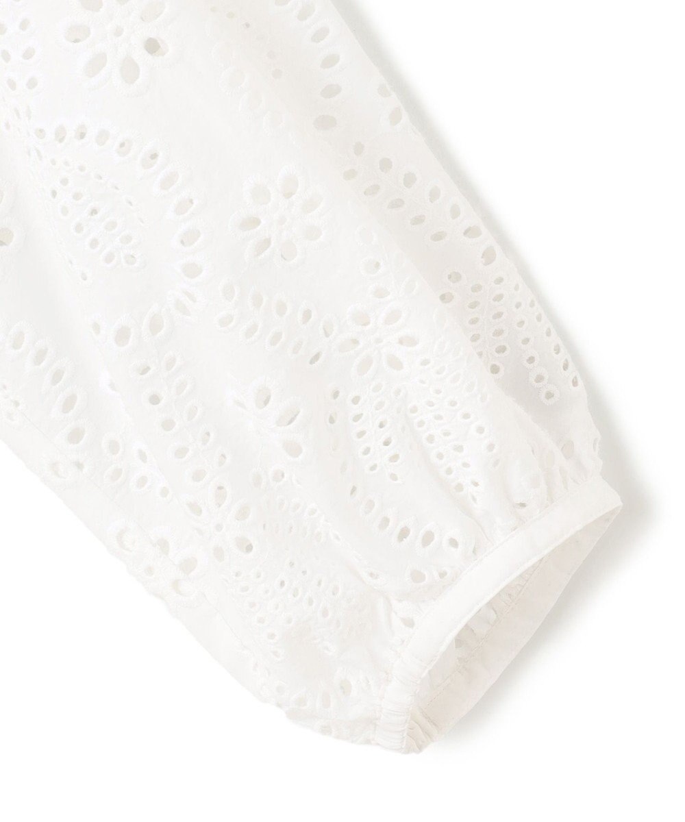 23区 L 【洗える】コットンエンブロイダリー クロップド ブラウス 