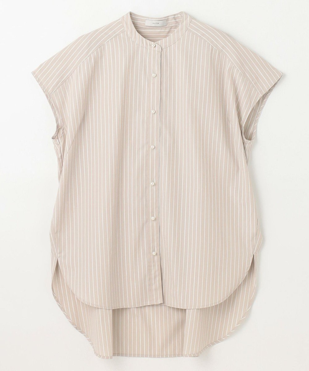 ANY 【洗濯機可】ラメストライプ半袖シャツブラウス 