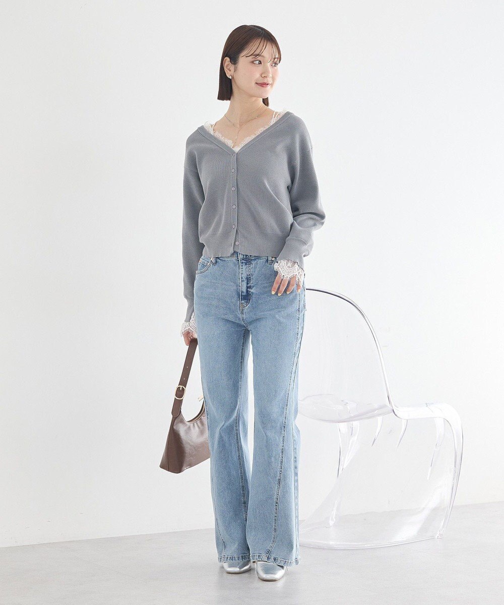 earth music&ecology レーストリムカーディガン 