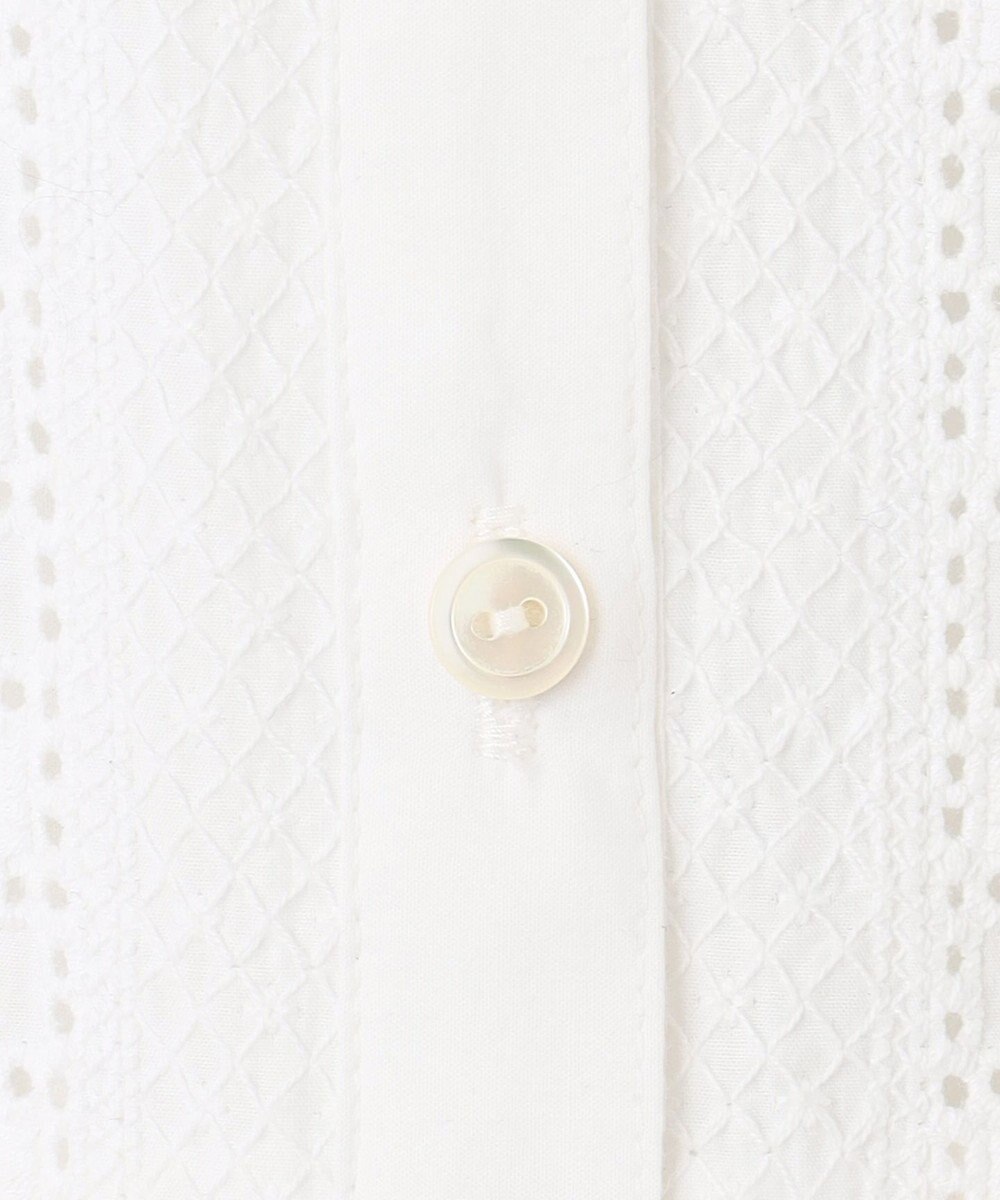 23区 L 【洗える】コットンエンブロイダリー クロップド ブラウス 