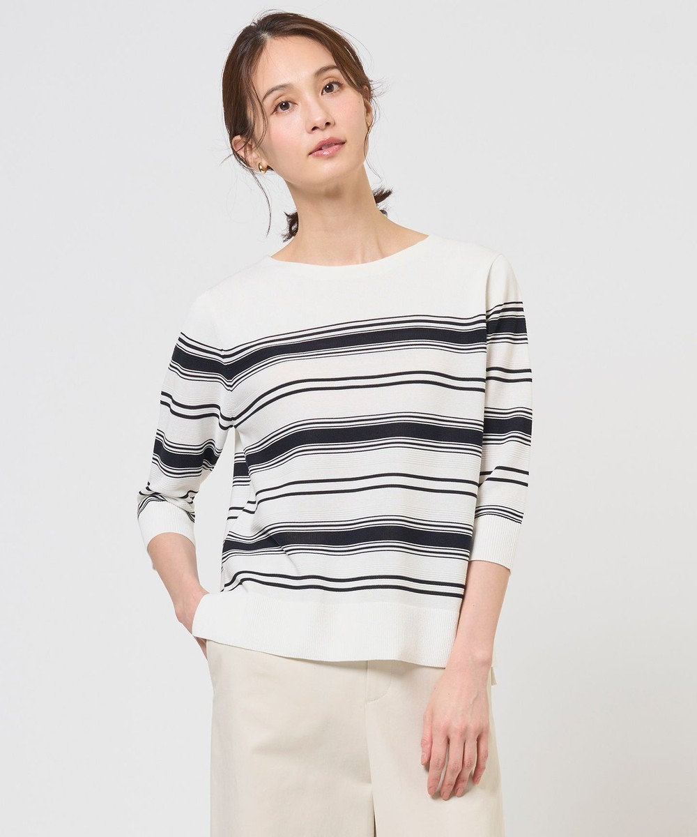 J.PRESS LADIES COTTON POLYESTER ボーダー ニット 