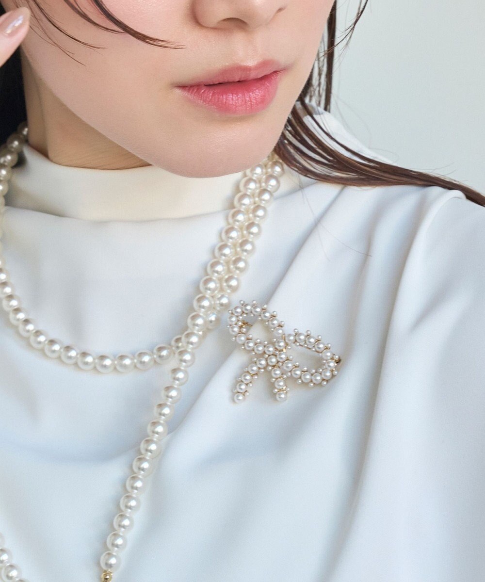 Phoebe グレインパールリボンブローチ 