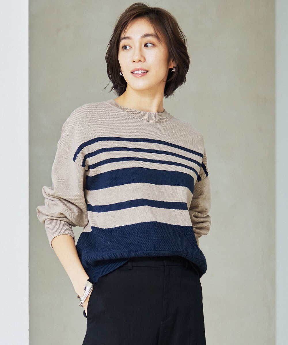 自由区 【洗える】コットンポリミドルゲージ ニット 