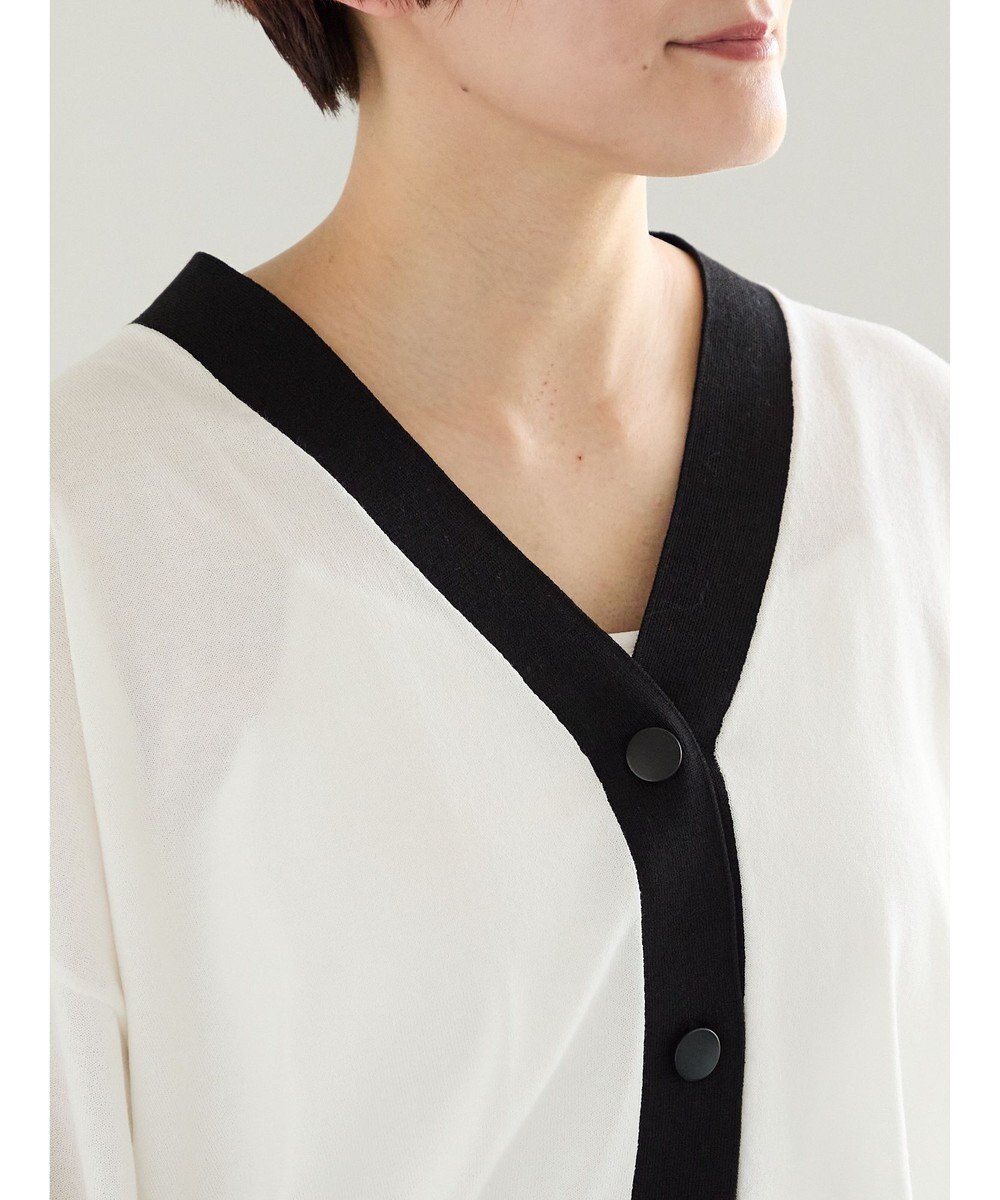 Te chichi 14G綿ポリVネックカーディガン 