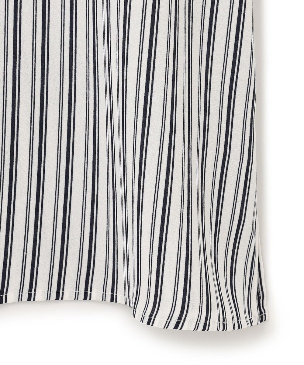 23区 【洗える】ランダムストライププリント キーネック ブラウス 