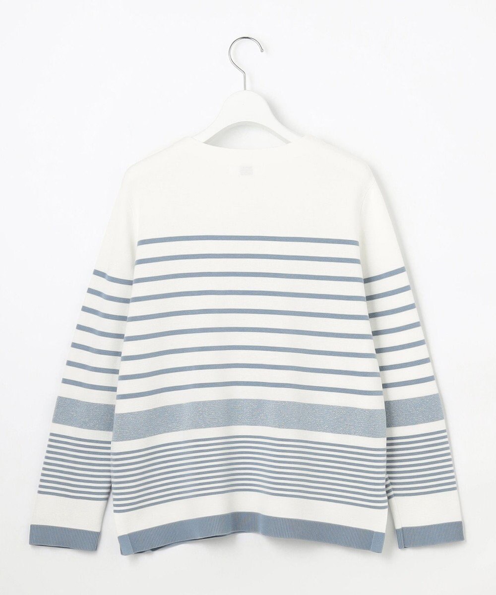 J.PRESS LADIES L 【洗える】Cotton Acetate パネルボーダー プルオーバー ニット 