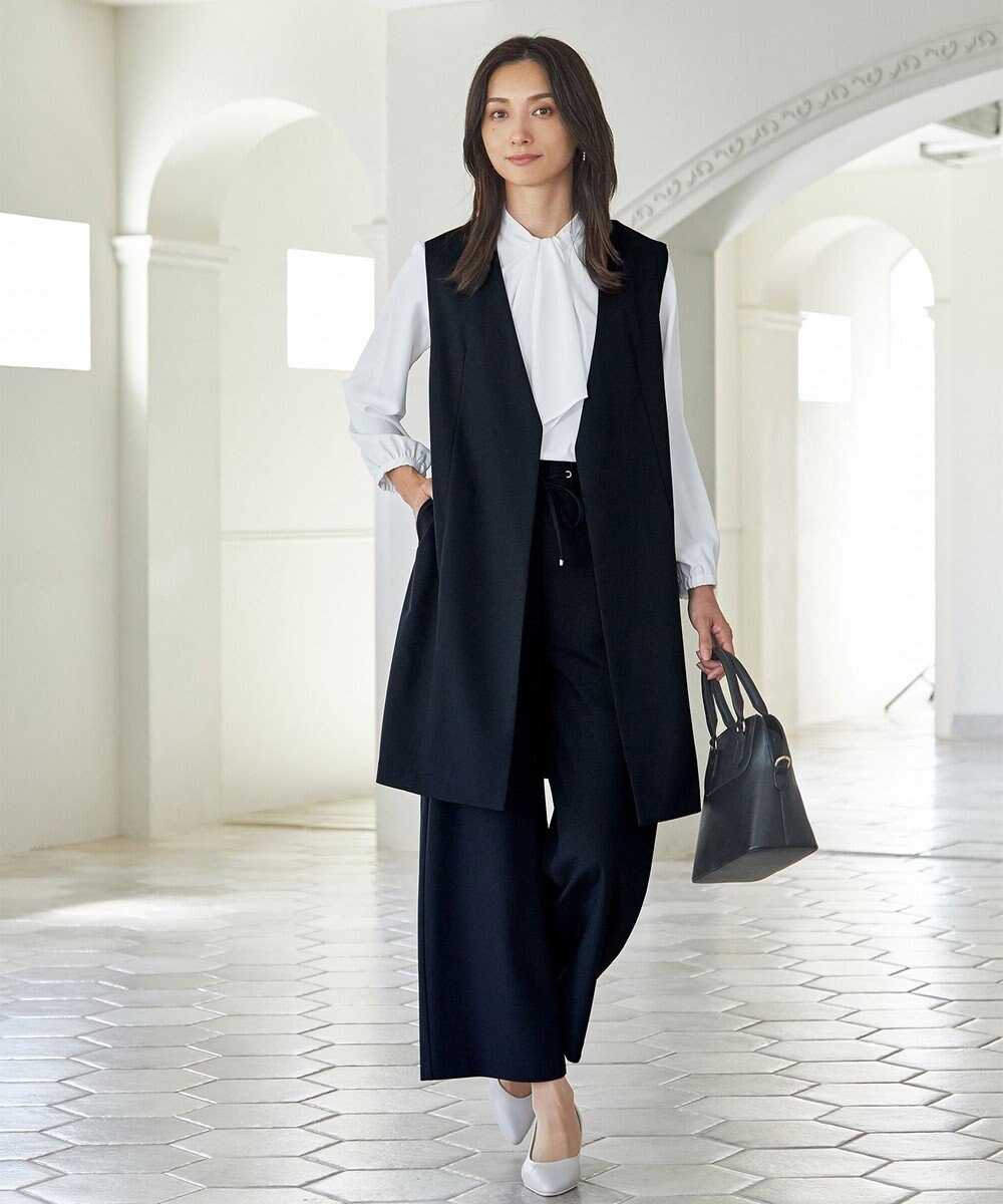 ANY 【ウエストゴム/ストレッチ/セットアップ可】イージィケアストレッチワイドパンツ 