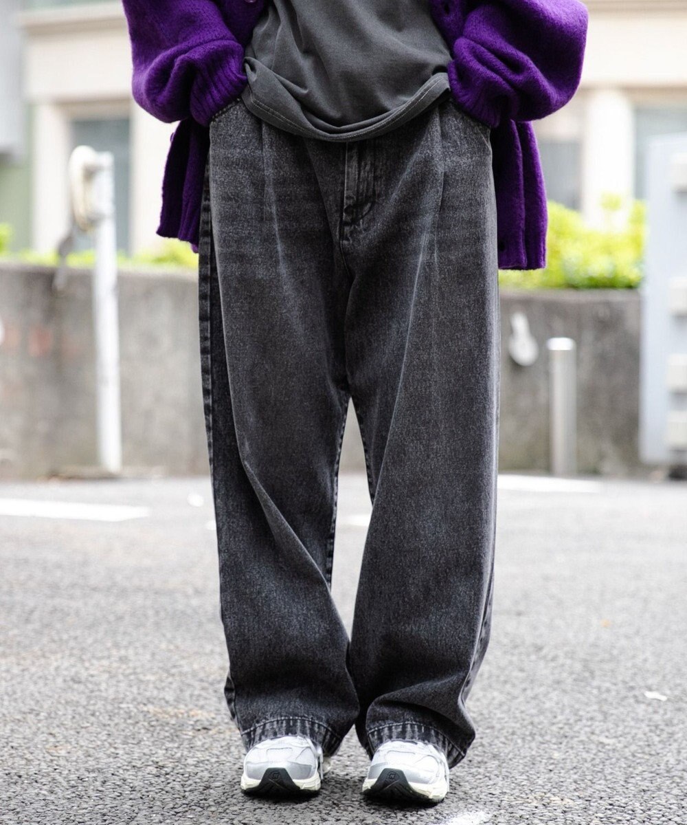 WEGO スケーターズ　タックワイドデニムパンツ 
