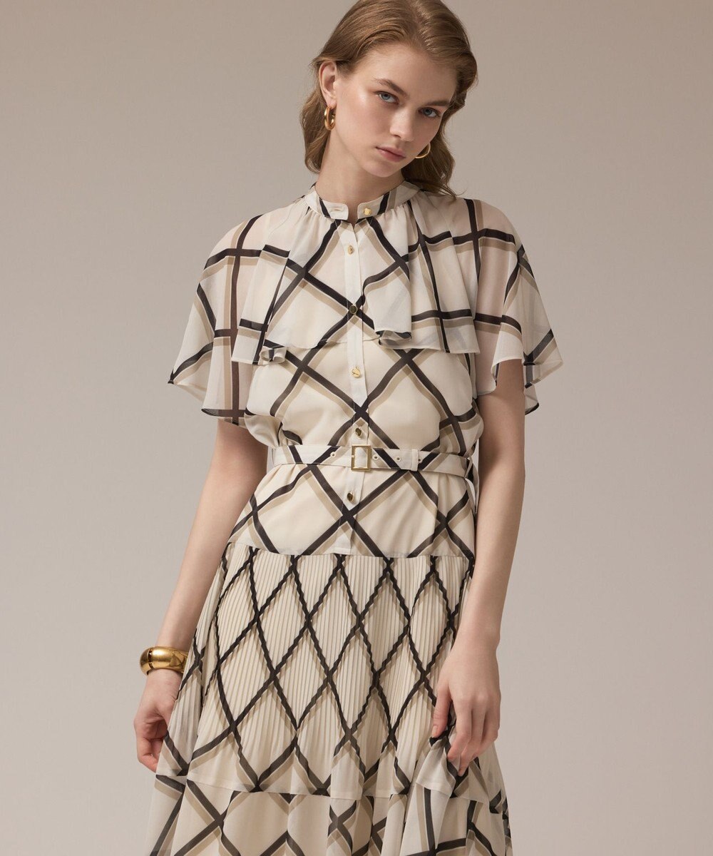 GRACE CONTINENTAL チェックプリントプリーツワンピース 