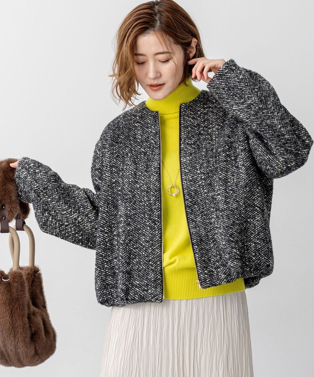 23区 S 【STORY11月掲載】BALLI ヘリンボーンツイード ノーカラー ブルゾン 