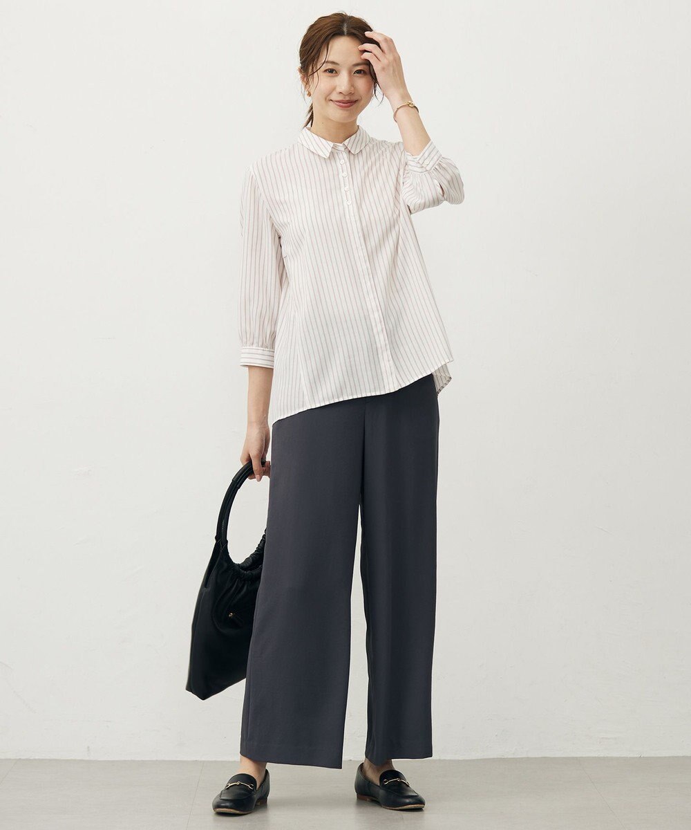 J.PRESS LADIES L 【洗える・吸水速乾・接触冷感・セットアップ対応】Light ジョーゼット ワイド パンツ 