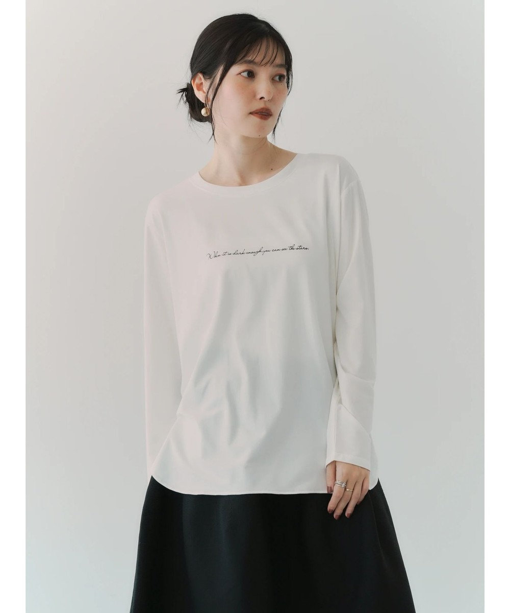 YECCA VECCA ラウンドヘム長袖ロゴTee Off White