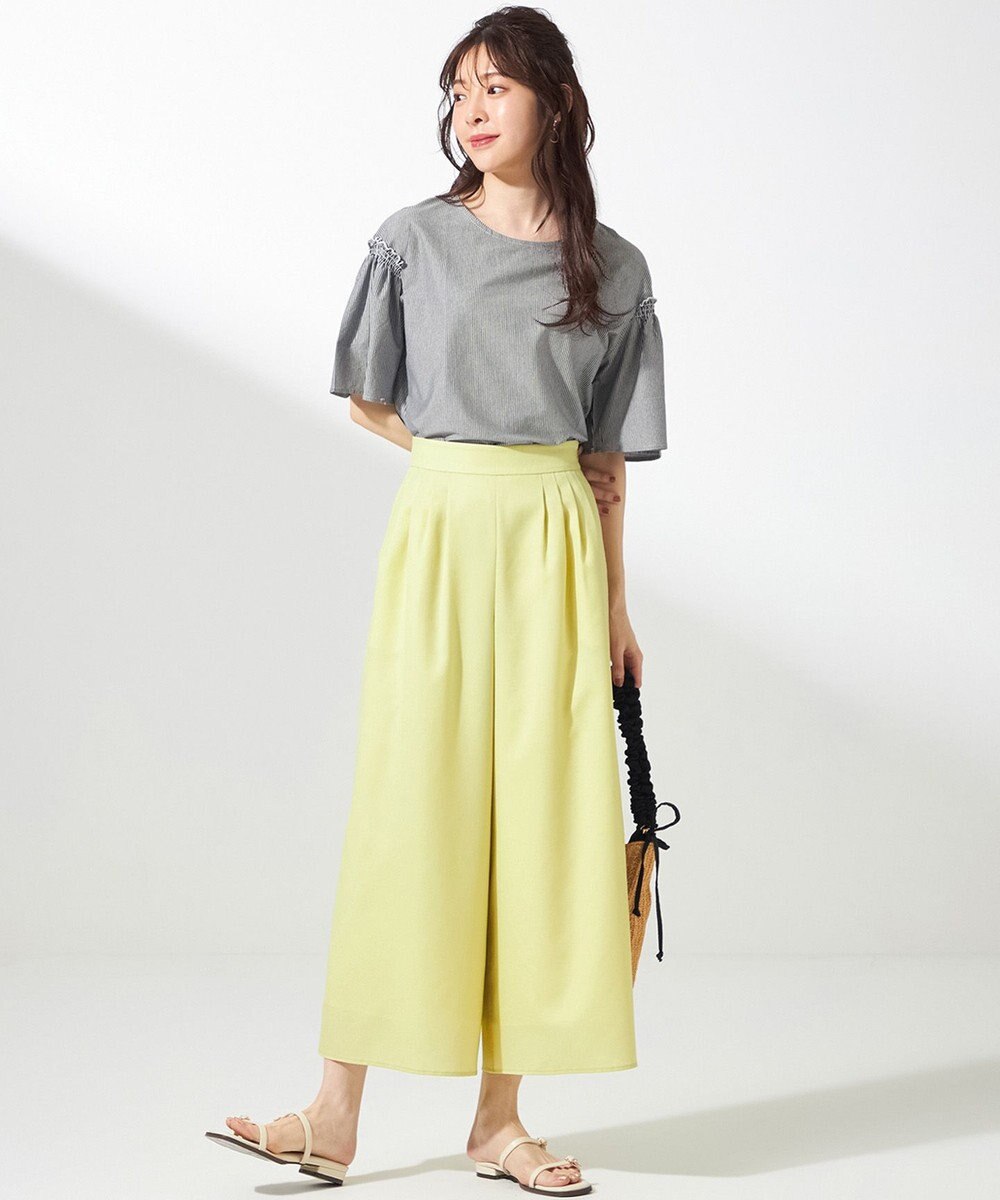 ANY SIS シルケットストライプ フレアスリーブ カットソー 