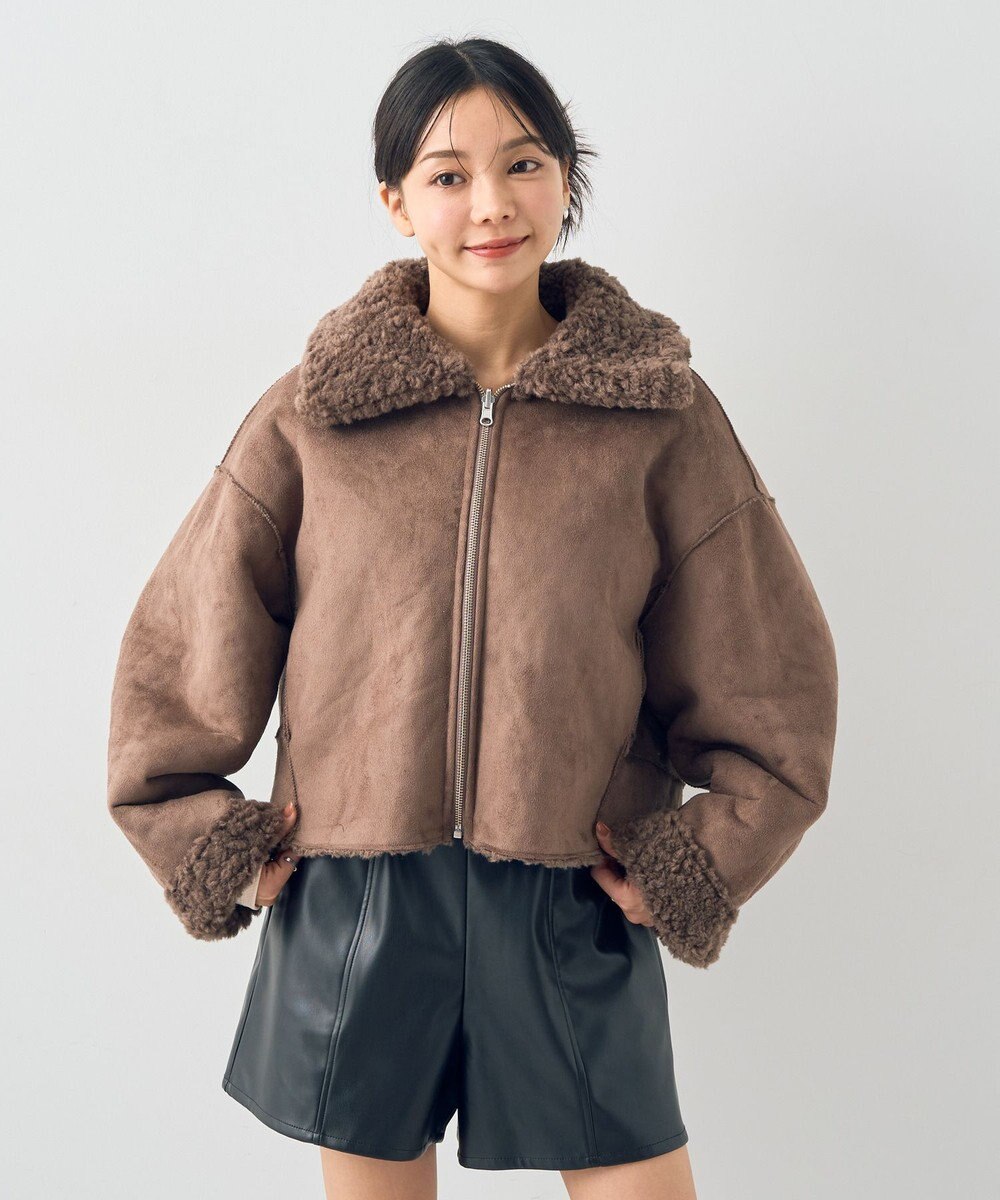 earth music&ecology リバーシブルフェイクムートンショートブルゾン 