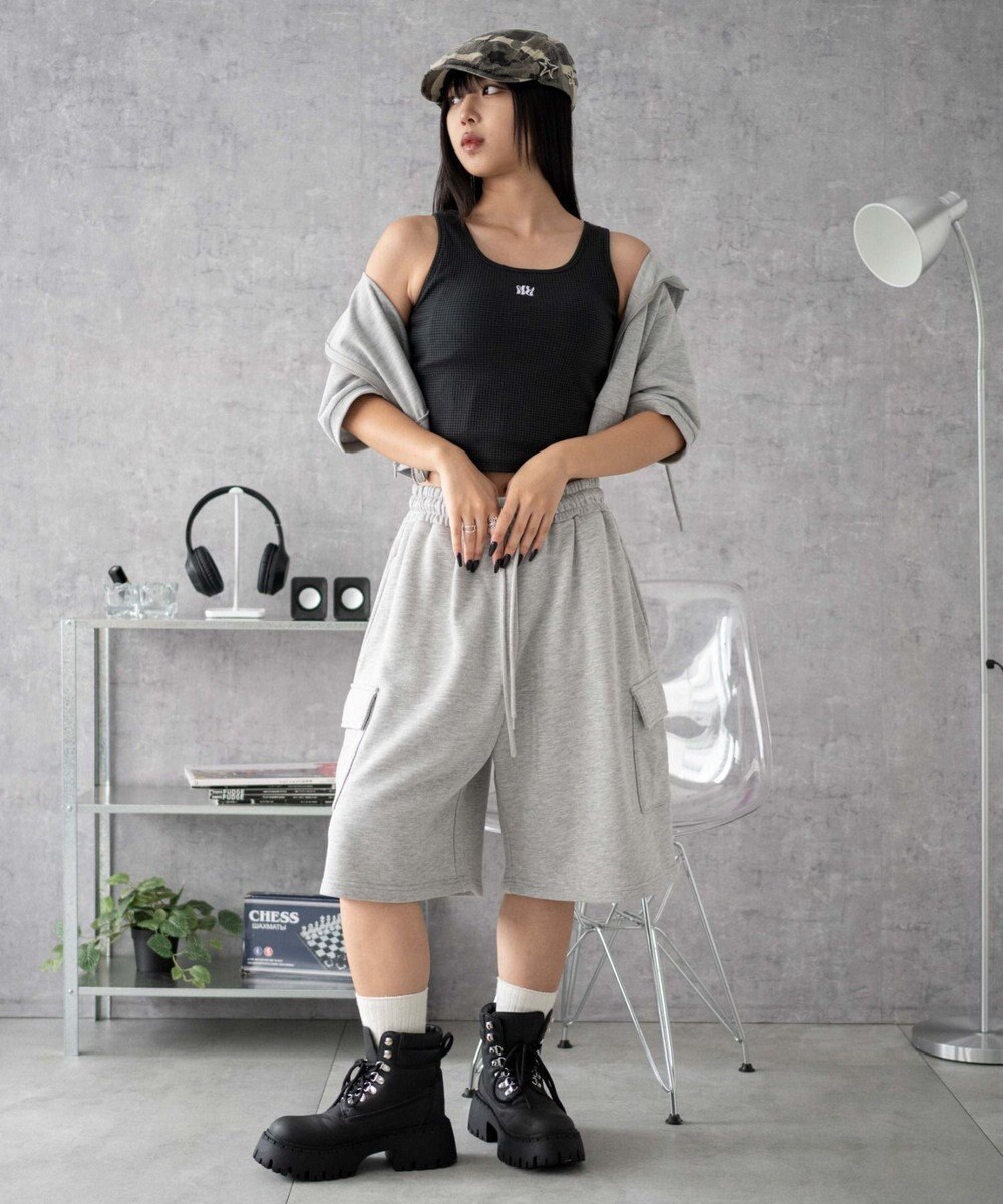 WEGO 【カップ付きインナー】グラフィックカップ付きリブタンク 