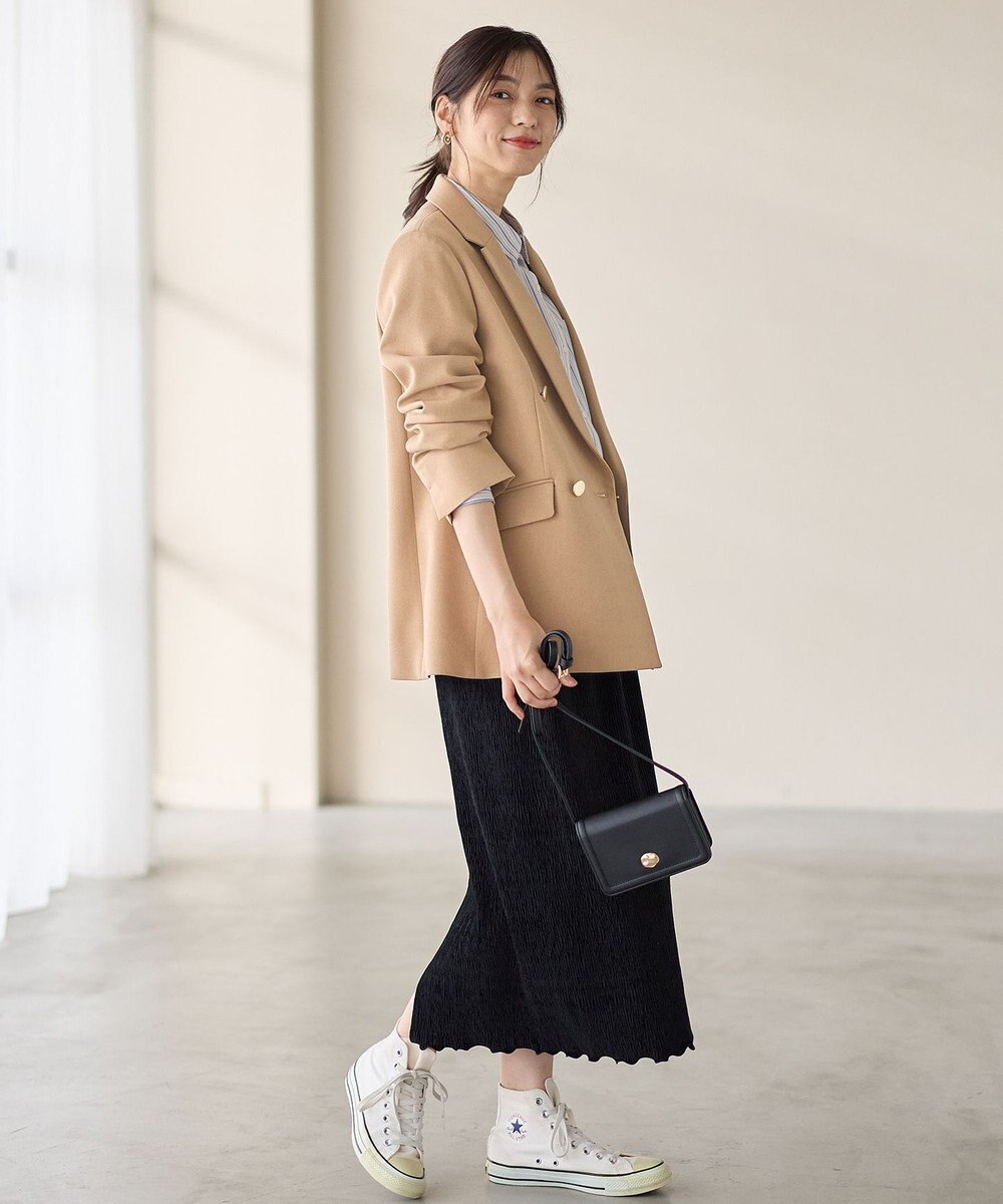 ANY L 【ウエストゴム】シュリンクベロアスカート 