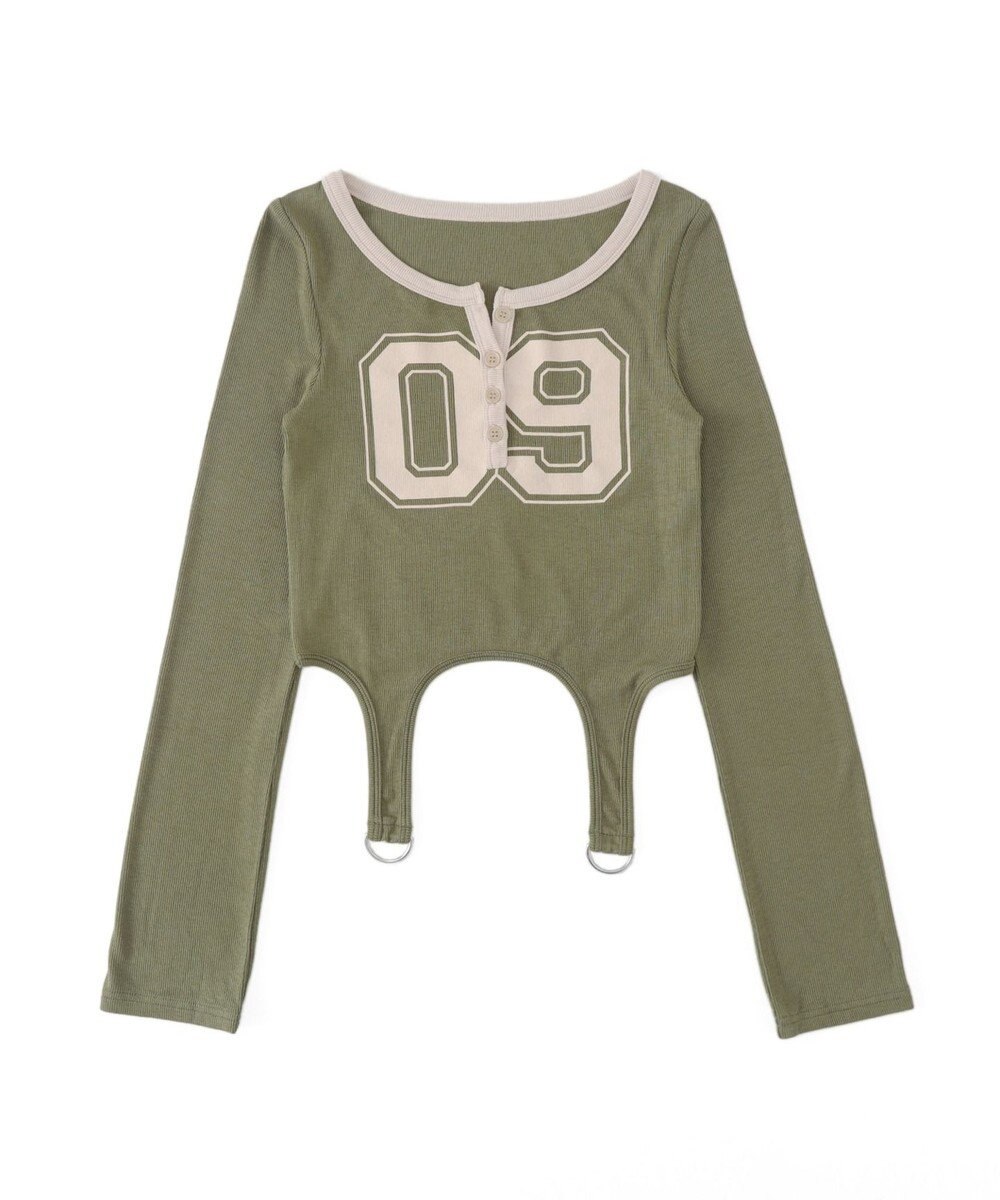 WEGO ナンバリングガーターリブトップス 