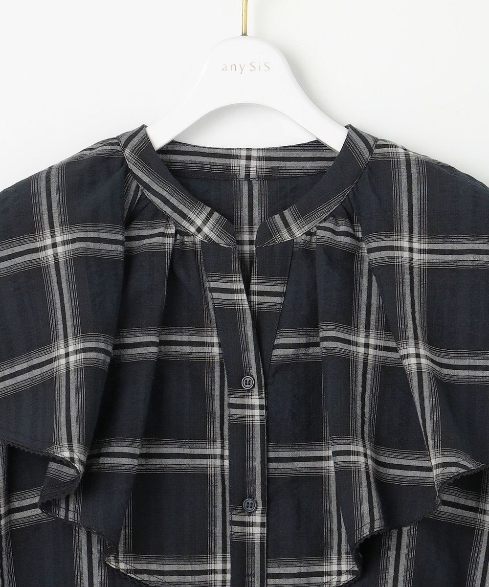 ANY SIS 【洗える】サッカーチェック ブラウス 