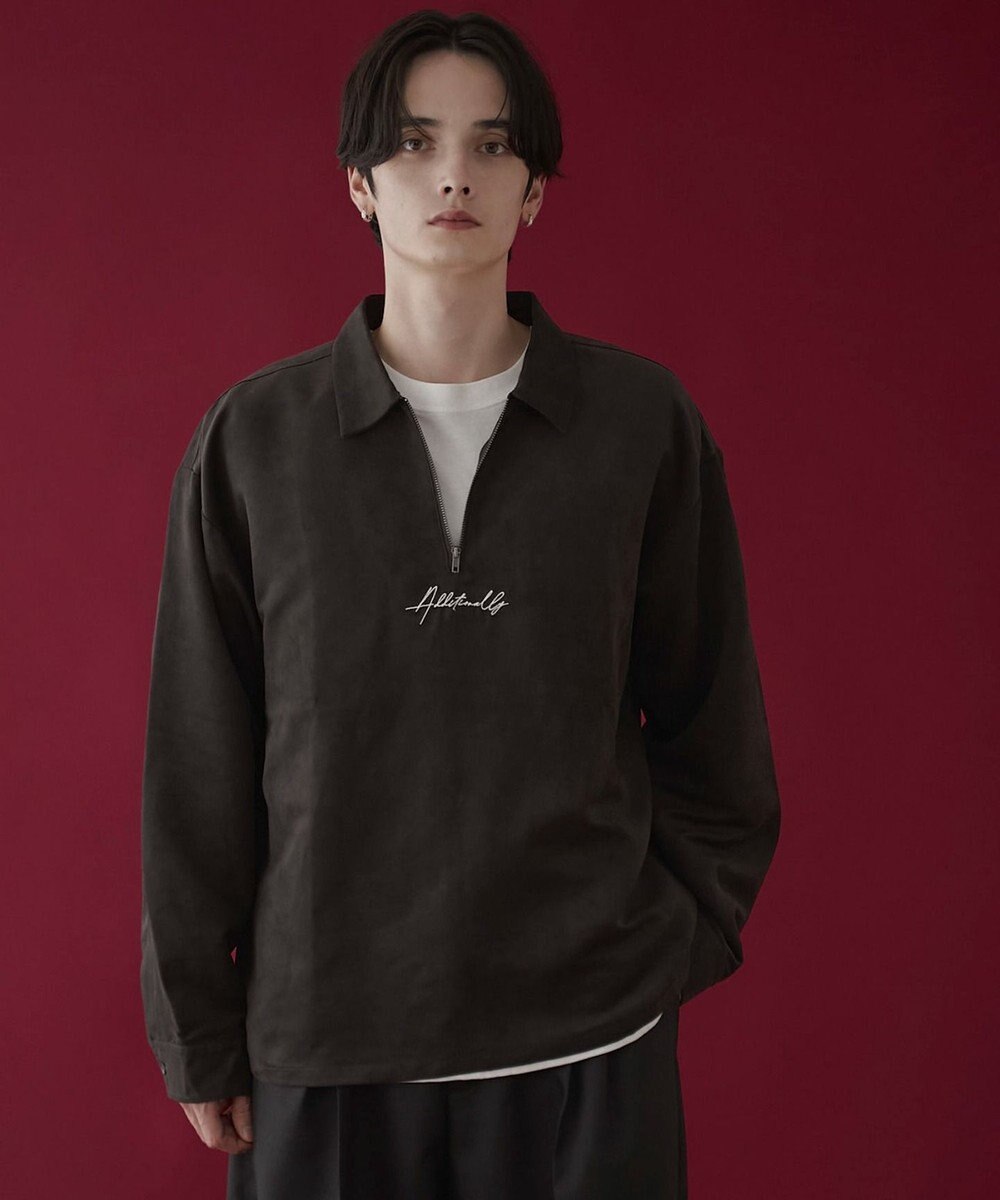 WEGO フェイクスウェードハーフZIPシャツ（LS） 