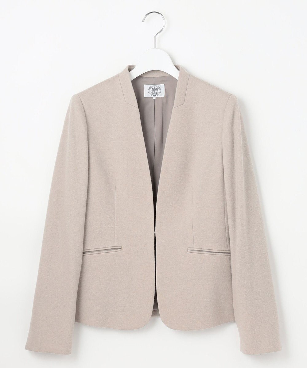 J.PRESS LADIES 【セットアップ対応】ウールスムース ノーカラー ジャケット 
