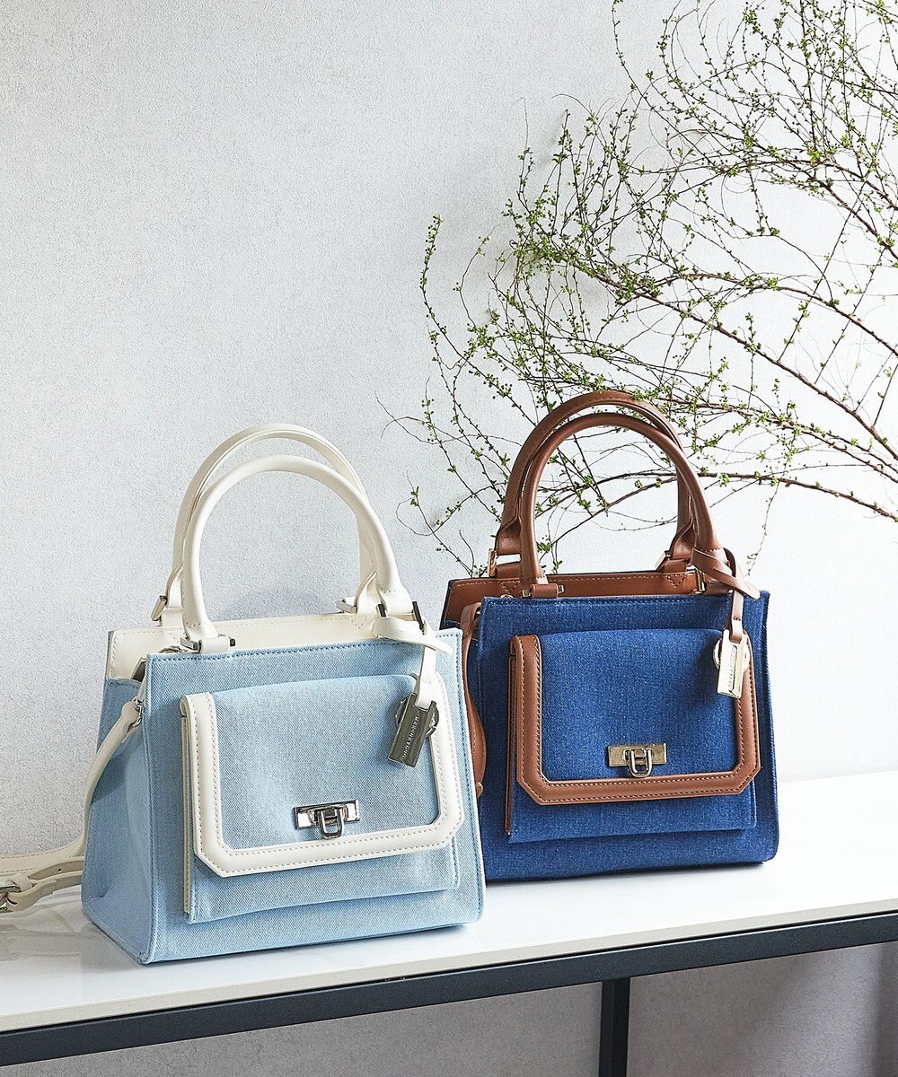 style code 【MERCURYDUO/マーキュリーデュオ】デニムコンビ　フラップハンドバッグ 