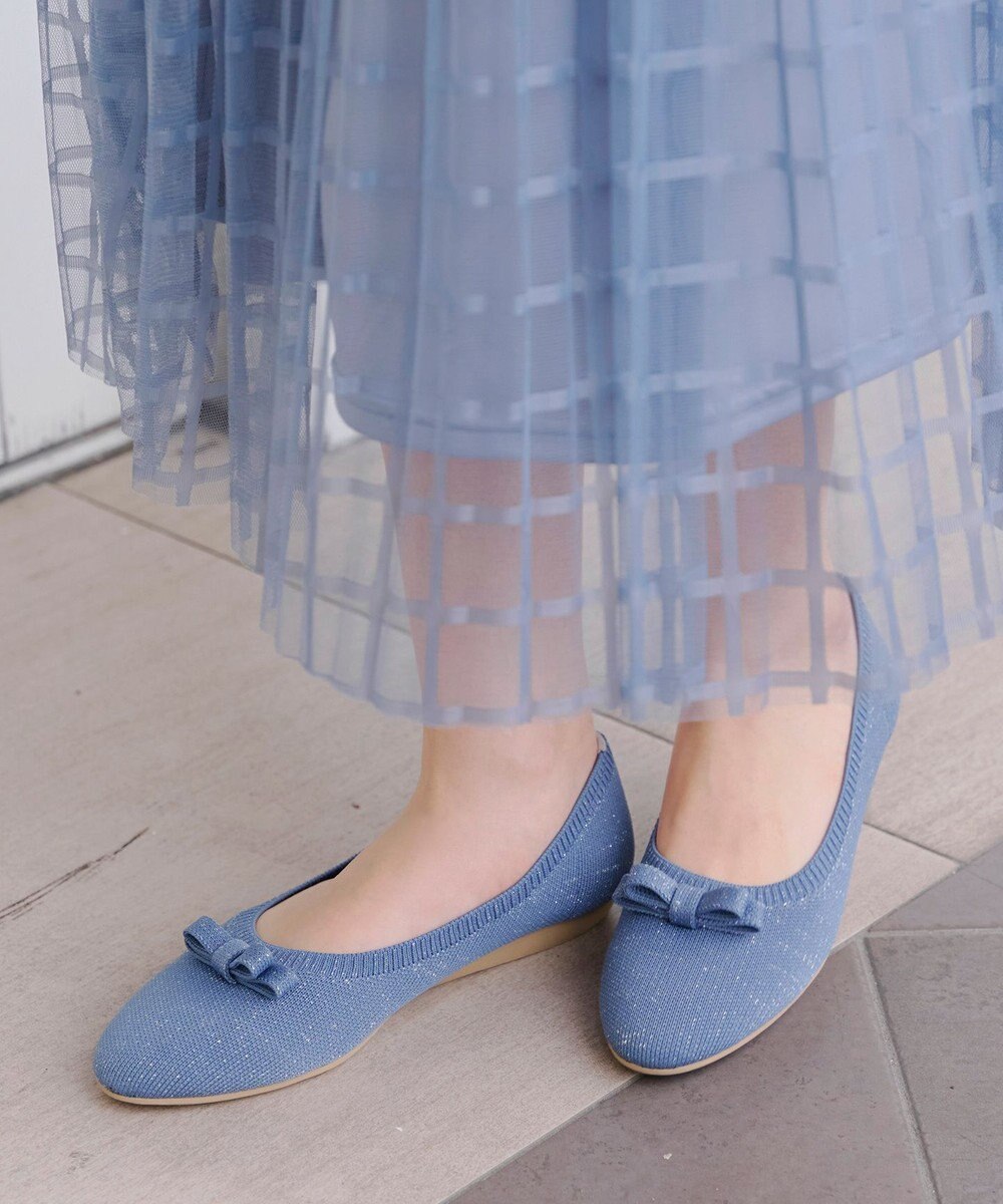 Tiaclasse 【安田美沙子さん着用/小倉優子さん着用・洗える/撥水】プチリボンニットフラットパンプス 