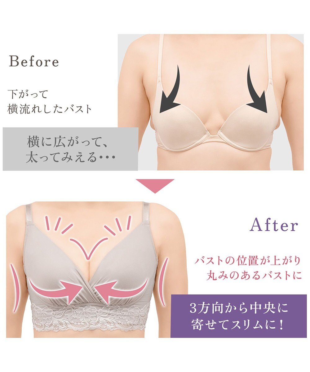 BRADELIS New York 【BRADELIS NewYork peace】綿混ハイブリッド・デイリーハートカップブラ24 バストを脇からしっかり包みホールドするノンワイヤー補正ブラ 