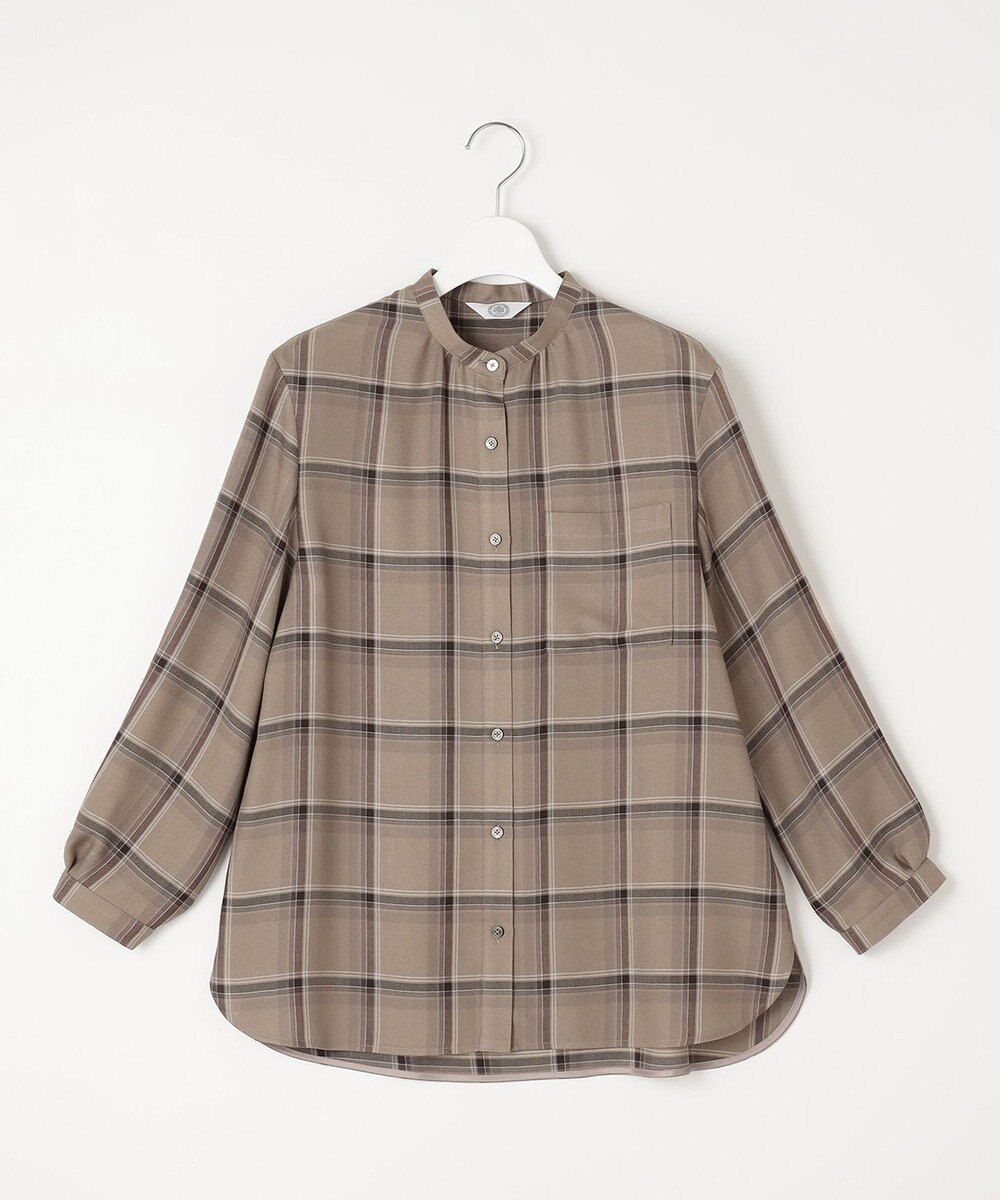 J.PRESS LADIES 【洗える】ハイツイストチェック バンドカラー ブラウス 