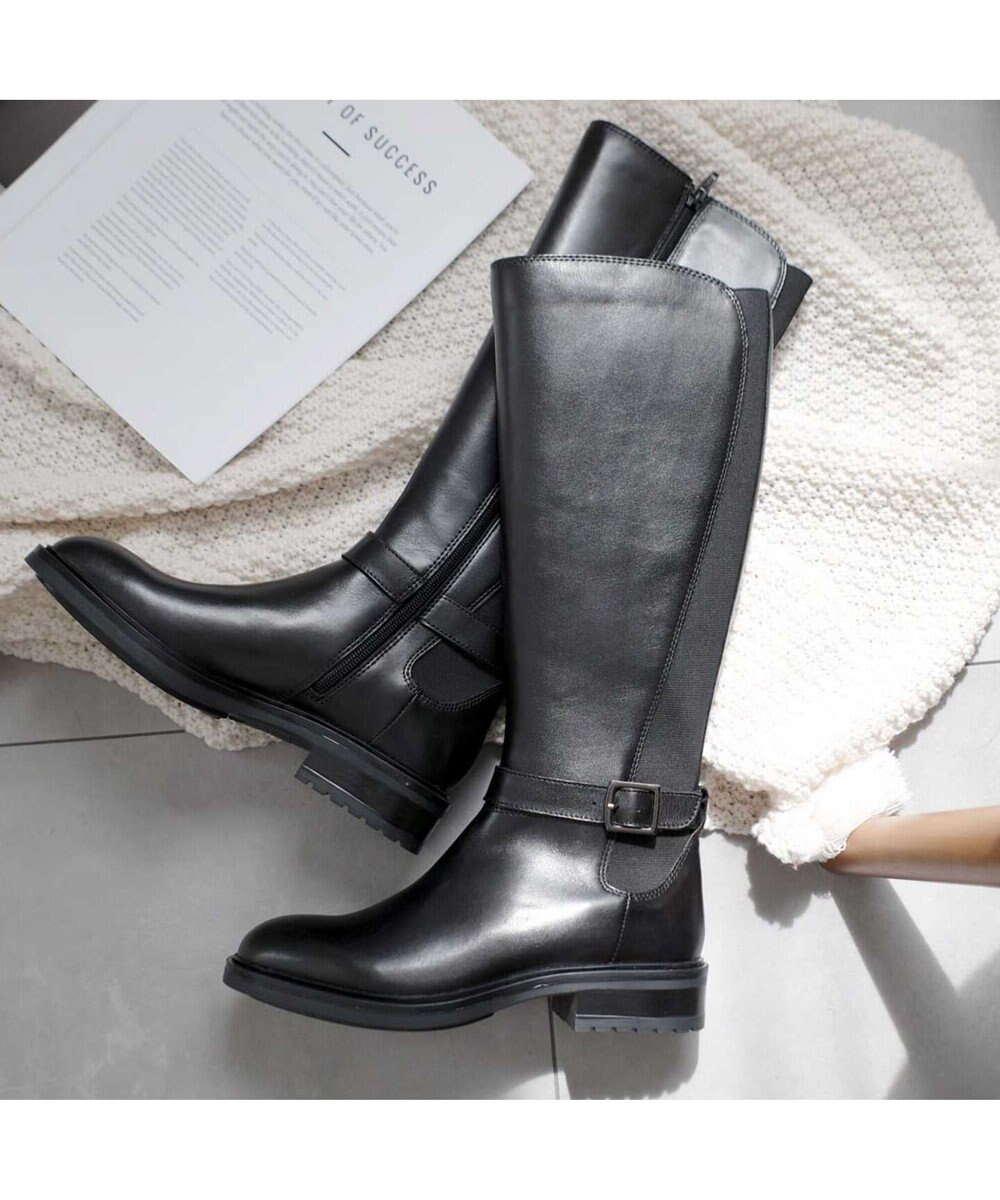 Pointer 本革ベルトデザイン 裏起毛 ロングブーツ 