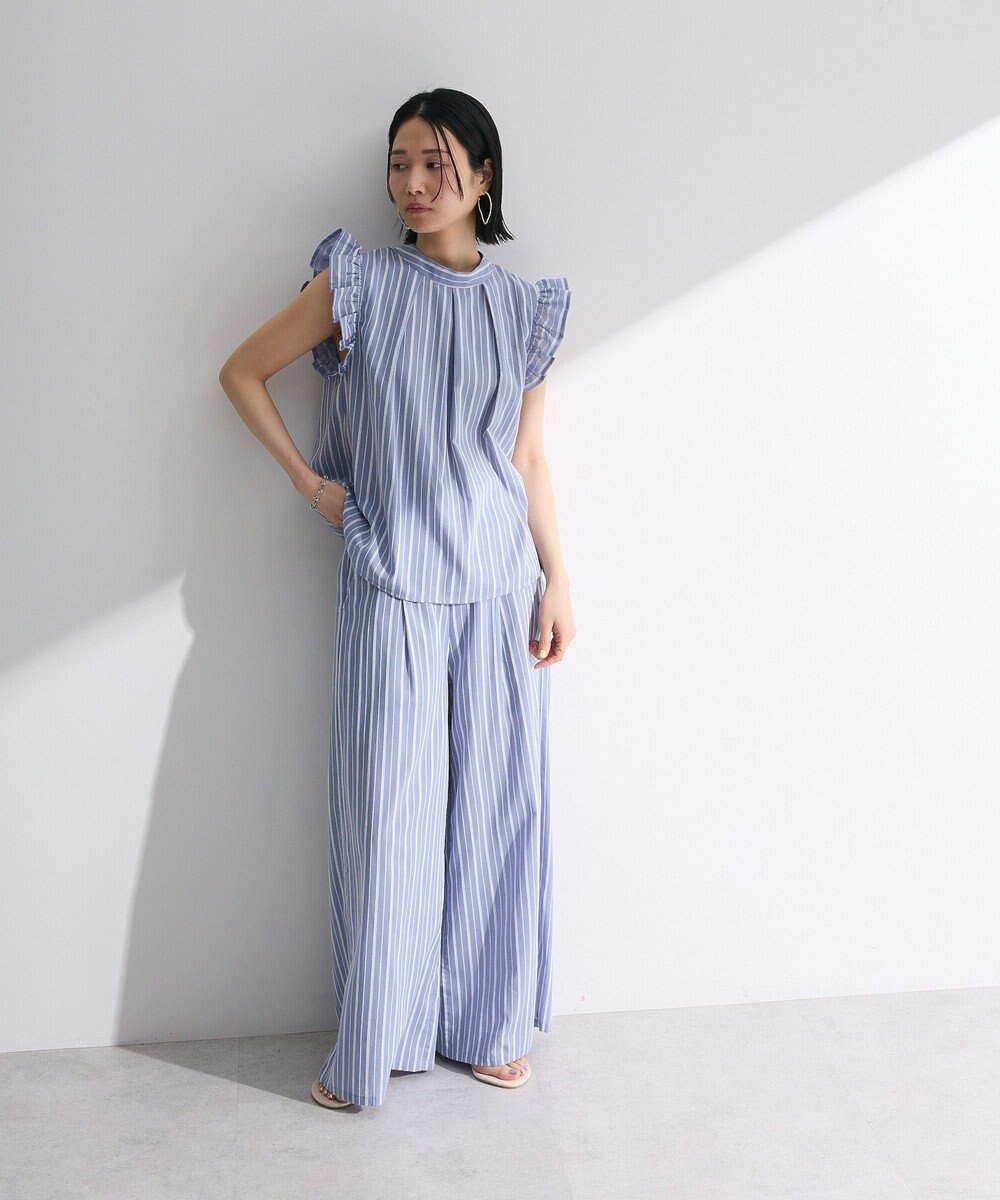 Green Parks ・ＥＬＥＮＣＡＲＥ　ＤＵＥ　ストライプフリルブラウス 