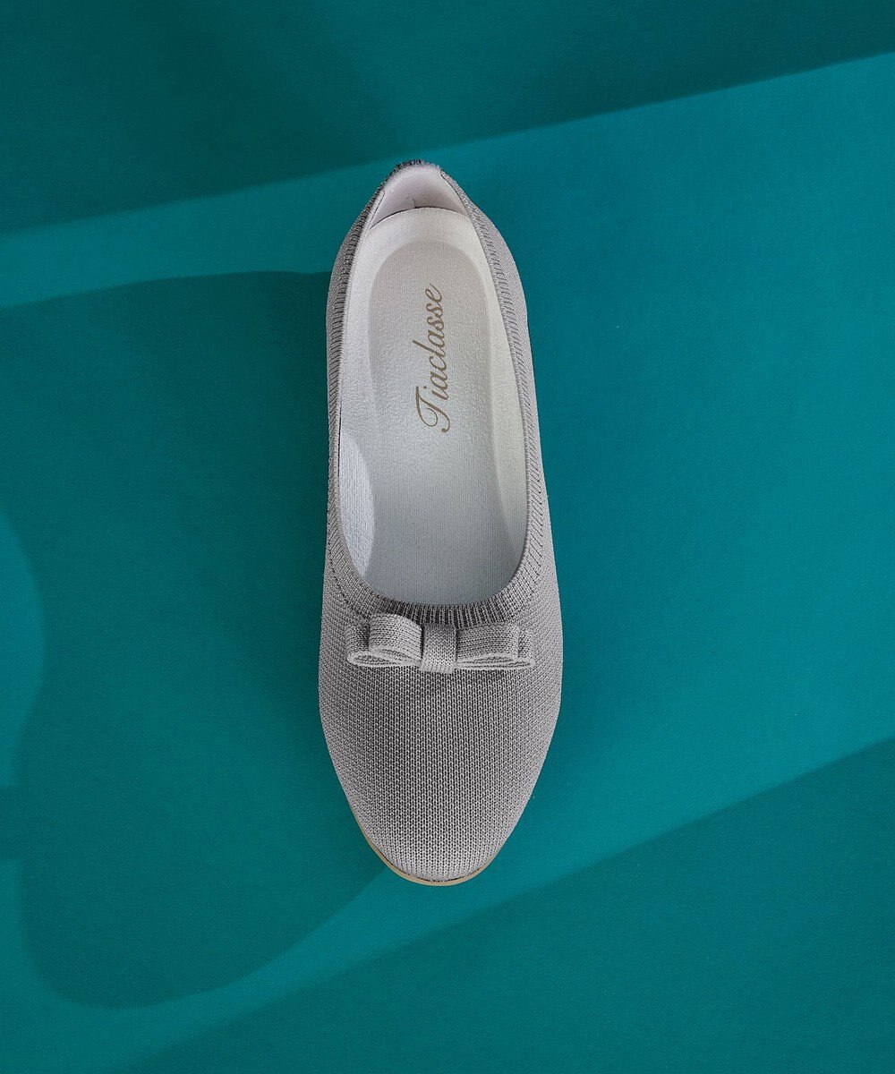 Tiaclasse 【安田美沙子さん着用/小倉優子さん着用・洗える/撥水】プチリボンニットフラットパンプス 