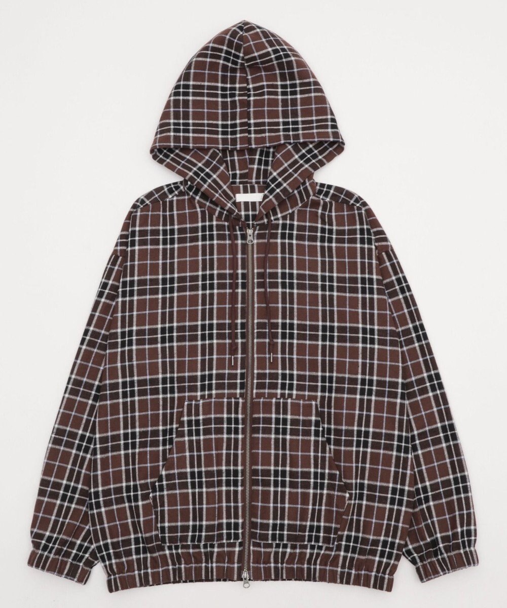 WEGO 【ユニセックス着用ITEM/MLサイズ展開】チェックグラフィックZIPパーカー（LS） 