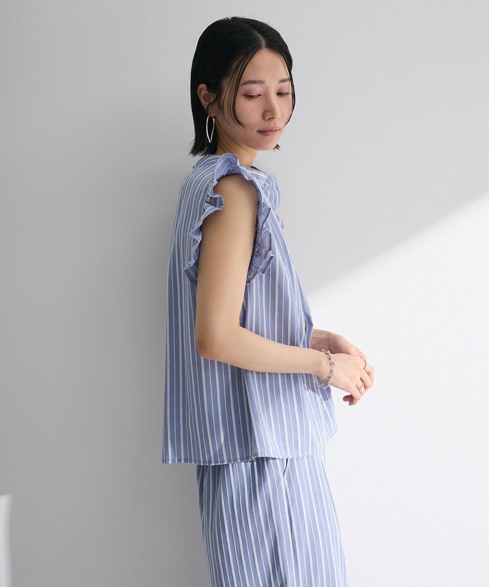 Green Parks ・ＥＬＥＮＣＡＲＥ　ＤＵＥ　ストライプフリルブラウス 