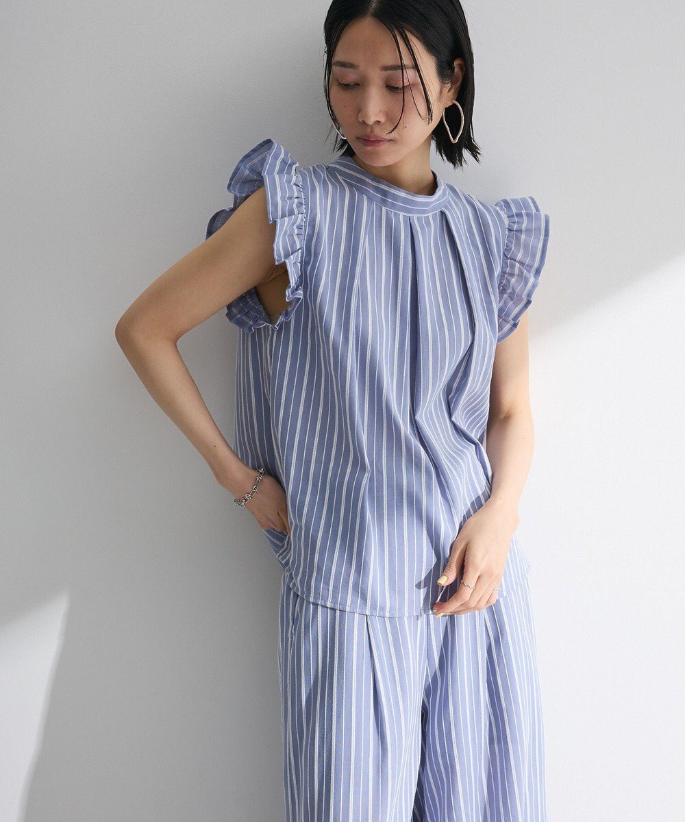 Green Parks ・ＥＬＥＮＣＡＲＥ　ＤＵＥ　ストライプフリルブラウス 