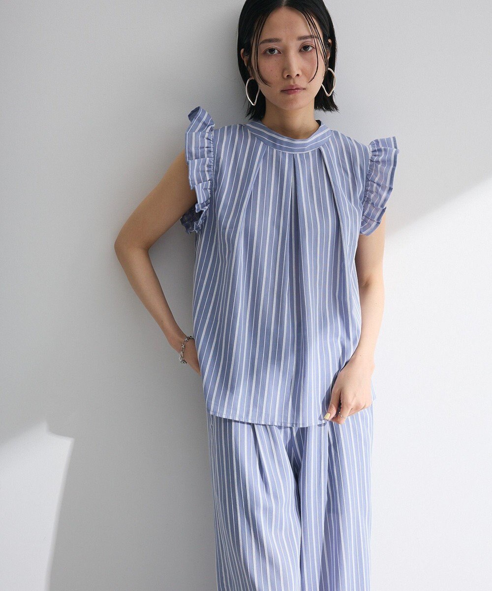 Green Parks ・ＥＬＥＮＣＡＲＥ　ＤＵＥ　ストライプフリルブラウス 