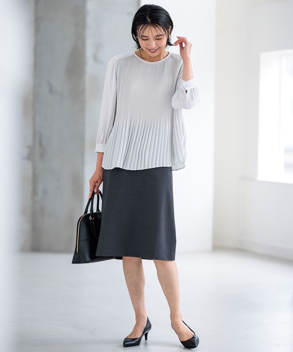 23区 S 【洗える】ライトバックサテンアムンゼン プリーツ ブラウス 