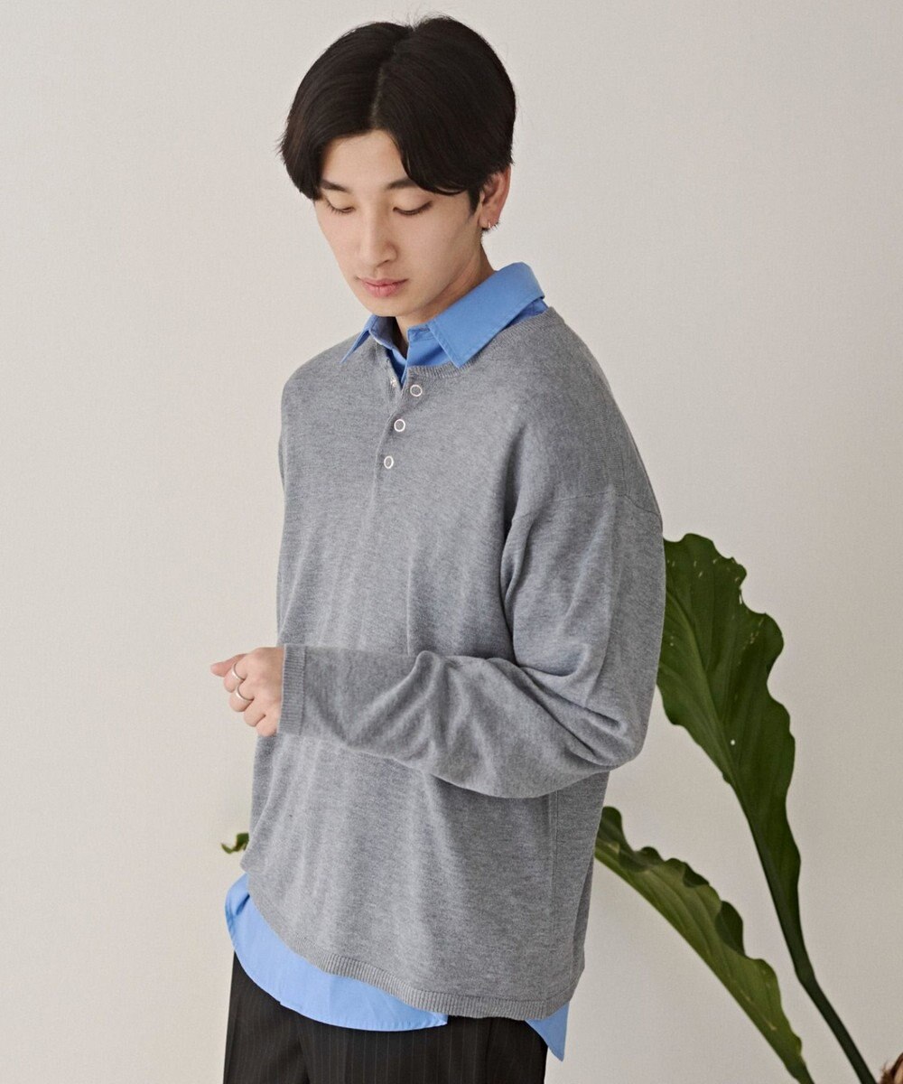 WEGO リングドットヘンリーネックプルオーバー 