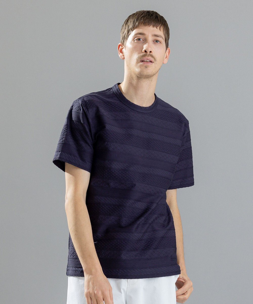 JOSEPH HOMME ジャガードボーダー　クルーネックTシャツ 