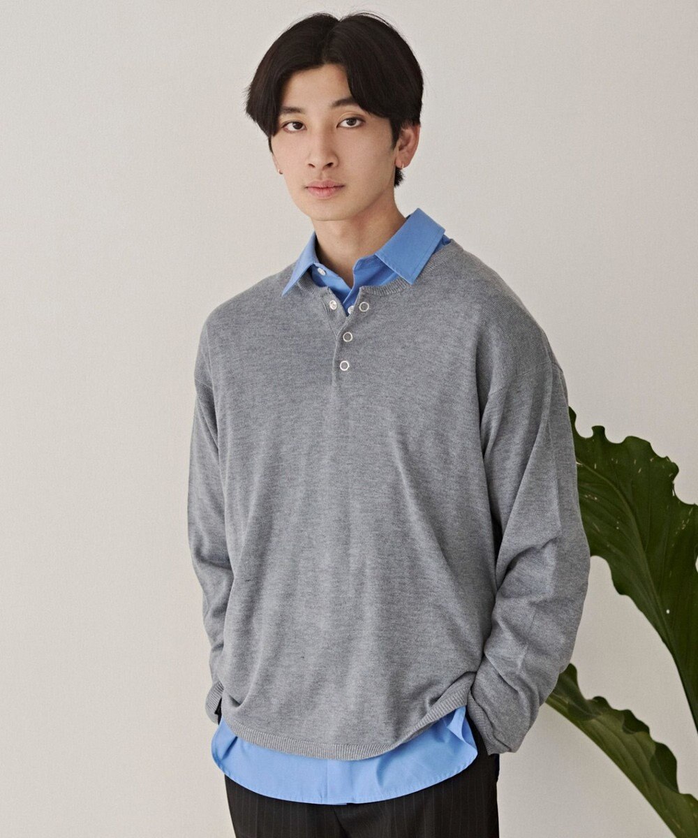 WEGO リングドットヘンリーネックプルオーバー 