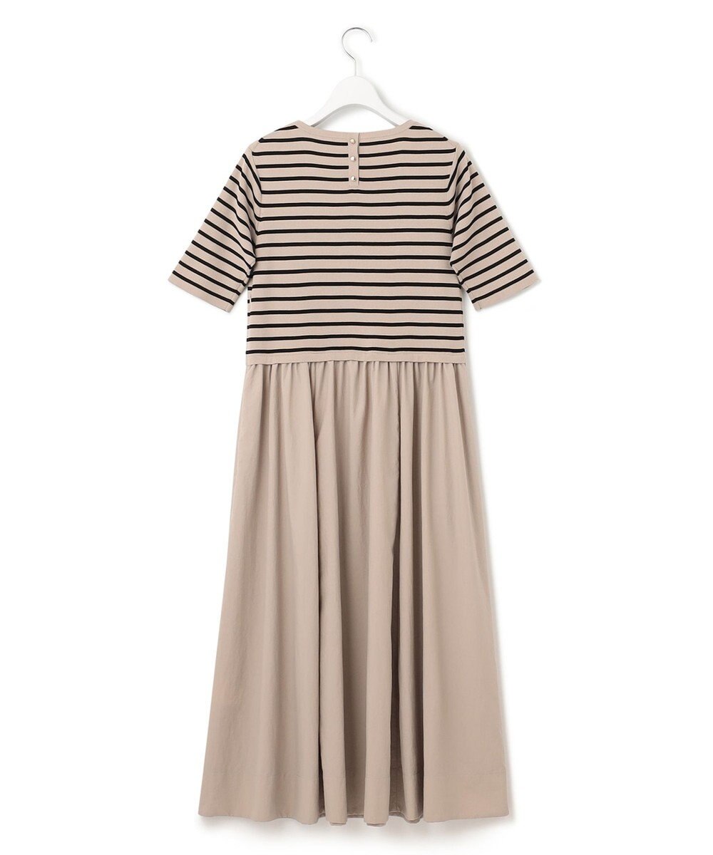 23区 【洗える】マットナイロンタフタ ニットドッキング ワンピース 