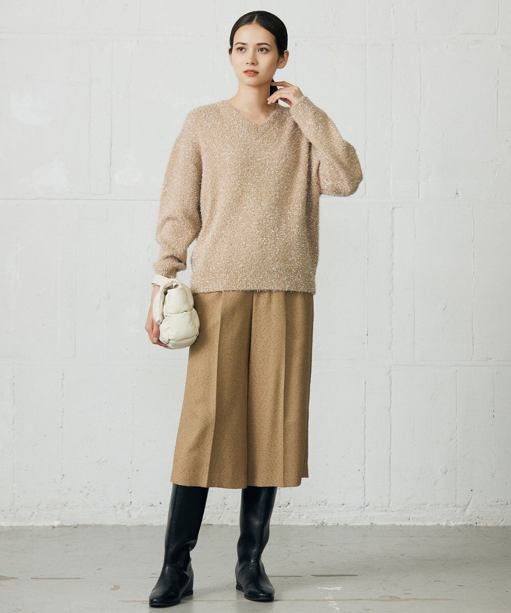 自由区 L 【17号サイズまで展開・SHIHOさん着用】ブライトリングツイード2タッククロップド パンツ 