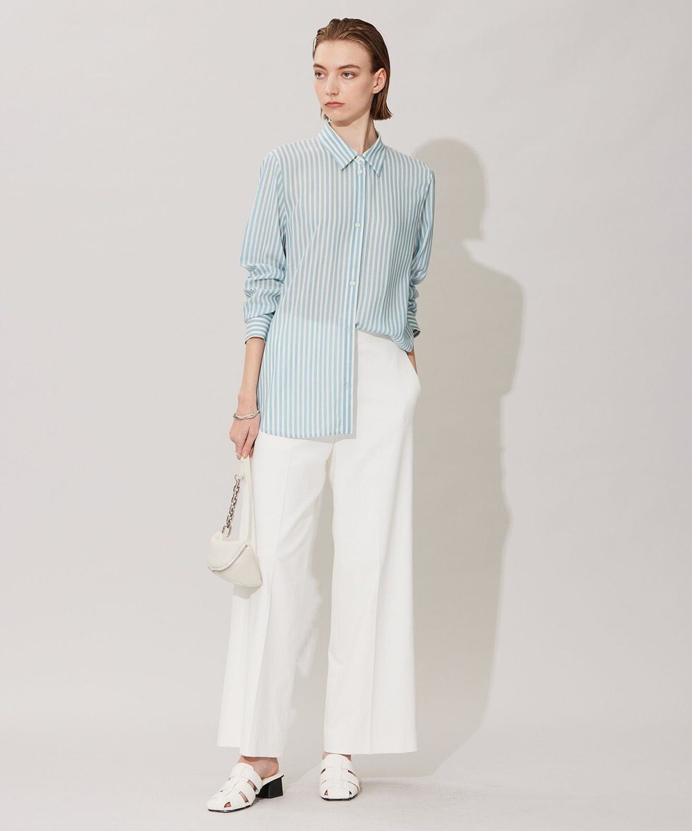 ICB L 【洗える】 キュプラローンストライプ シャツ 