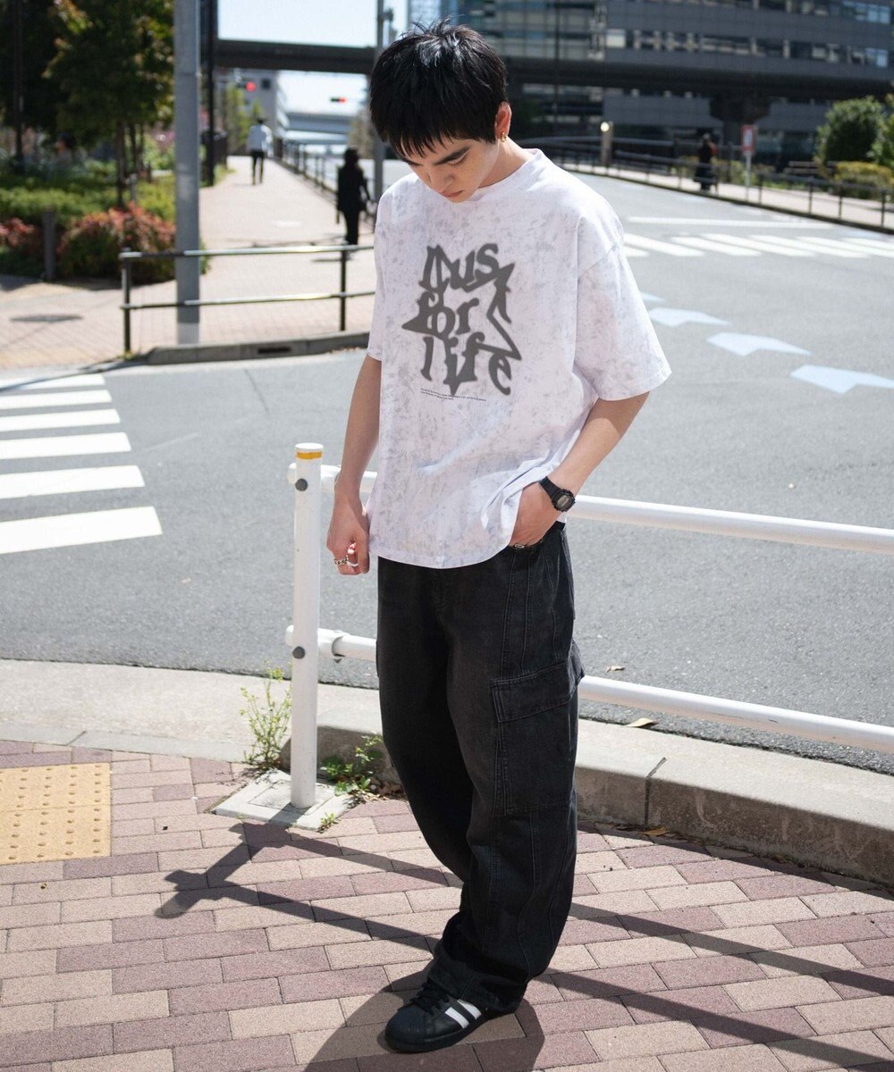 WEGO 【SMLサイズ展開/ウエスト紐】イージー3Dバレルレッグデニムカーゴパンツ 