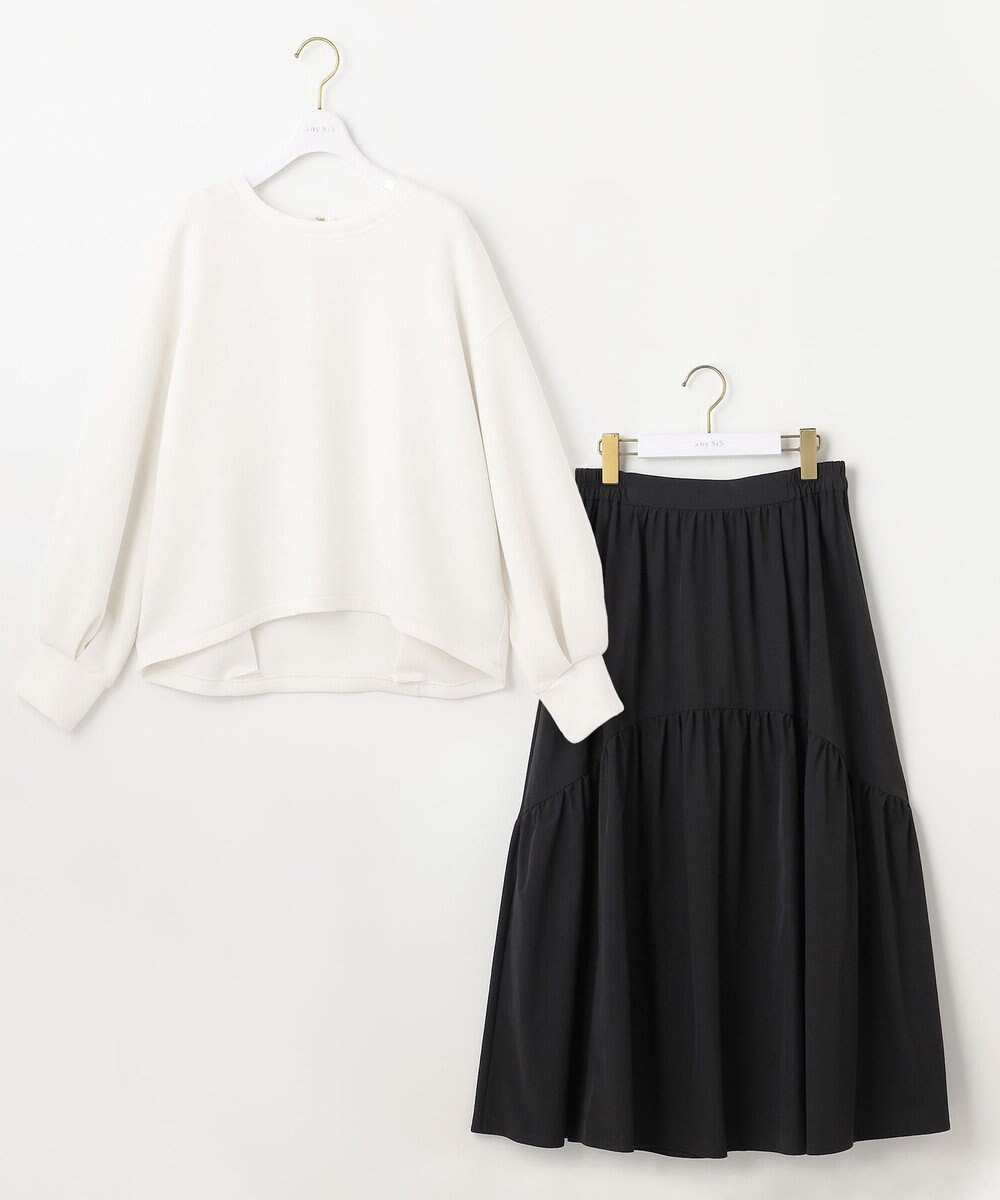 ANY SIS 【洗える・2SET】ダンボール プルオーバー×ギャザー スカート 
