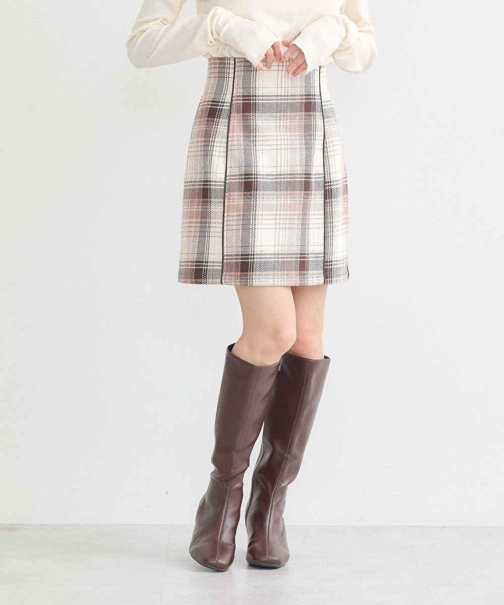 earth music&ecology コットンツイルチェックミニスカート 