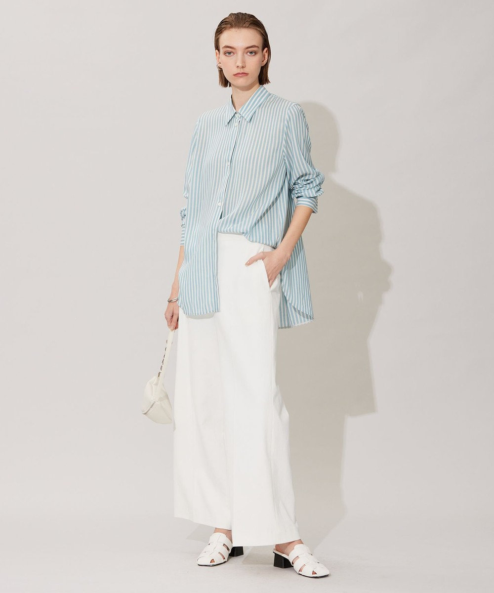 ICB L 【洗える】 キュプラローンストライプ シャツ 