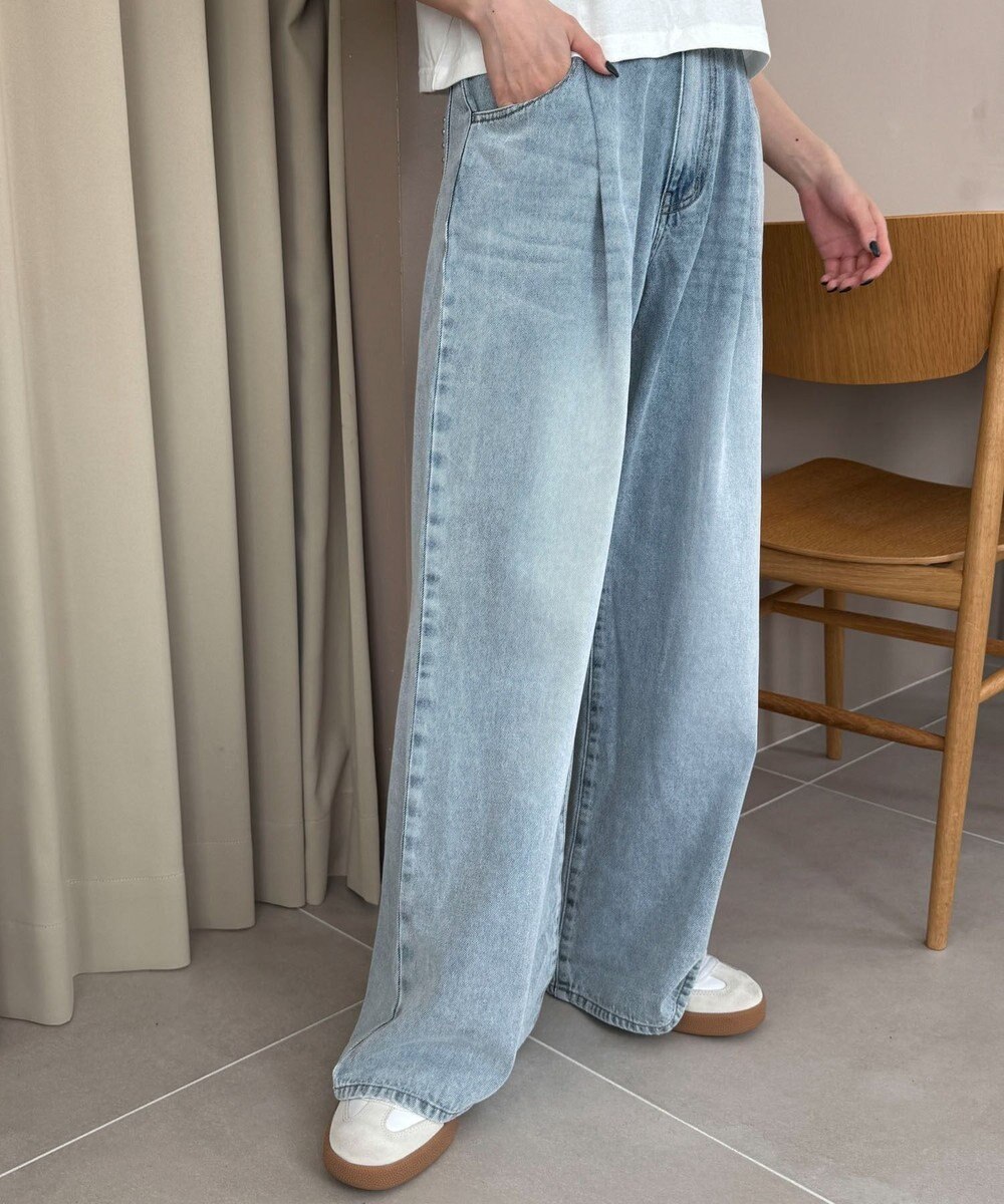 WEGO モチーフデニムタックパンツ 