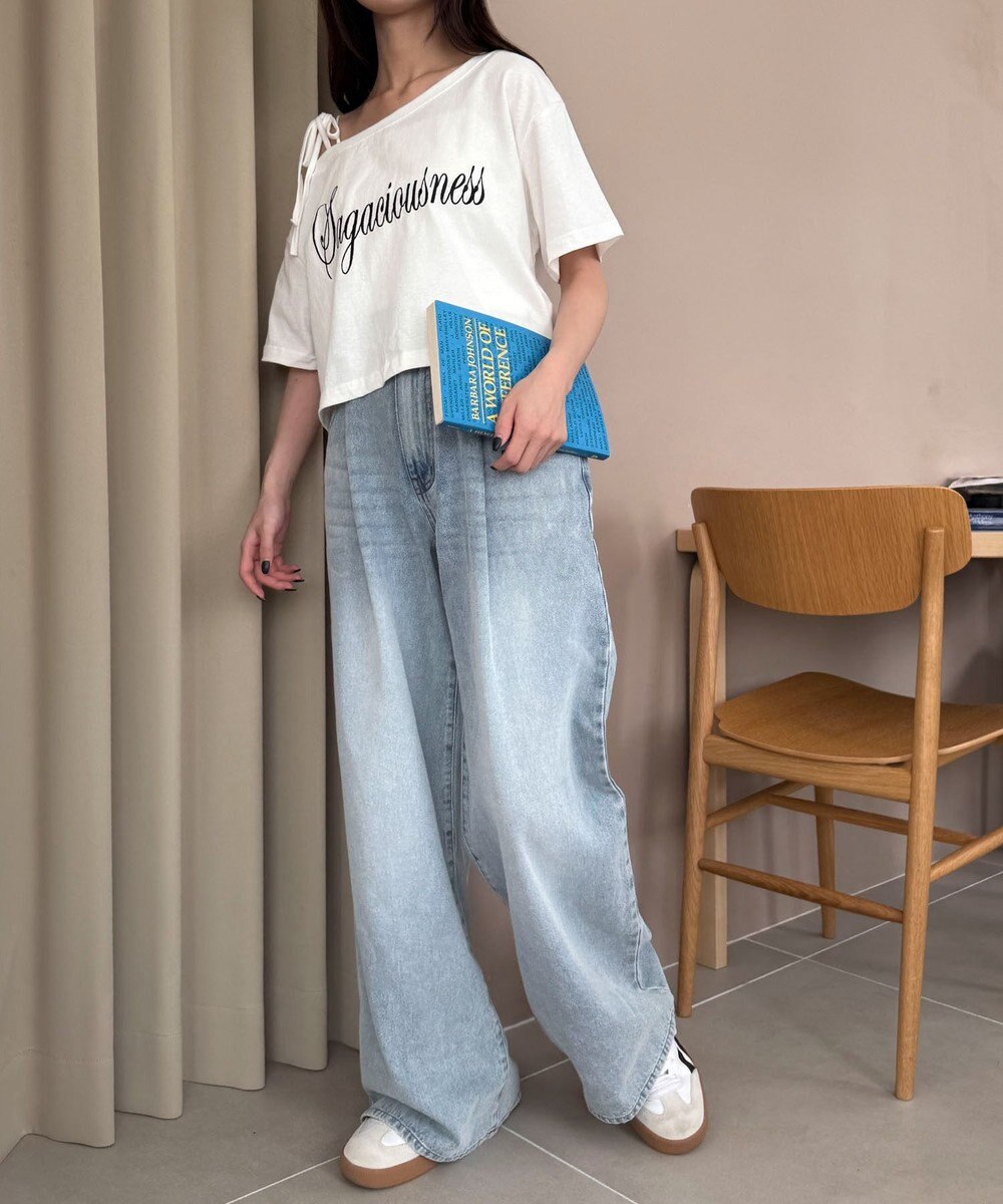 WEGO モチーフデニムタックパンツ 