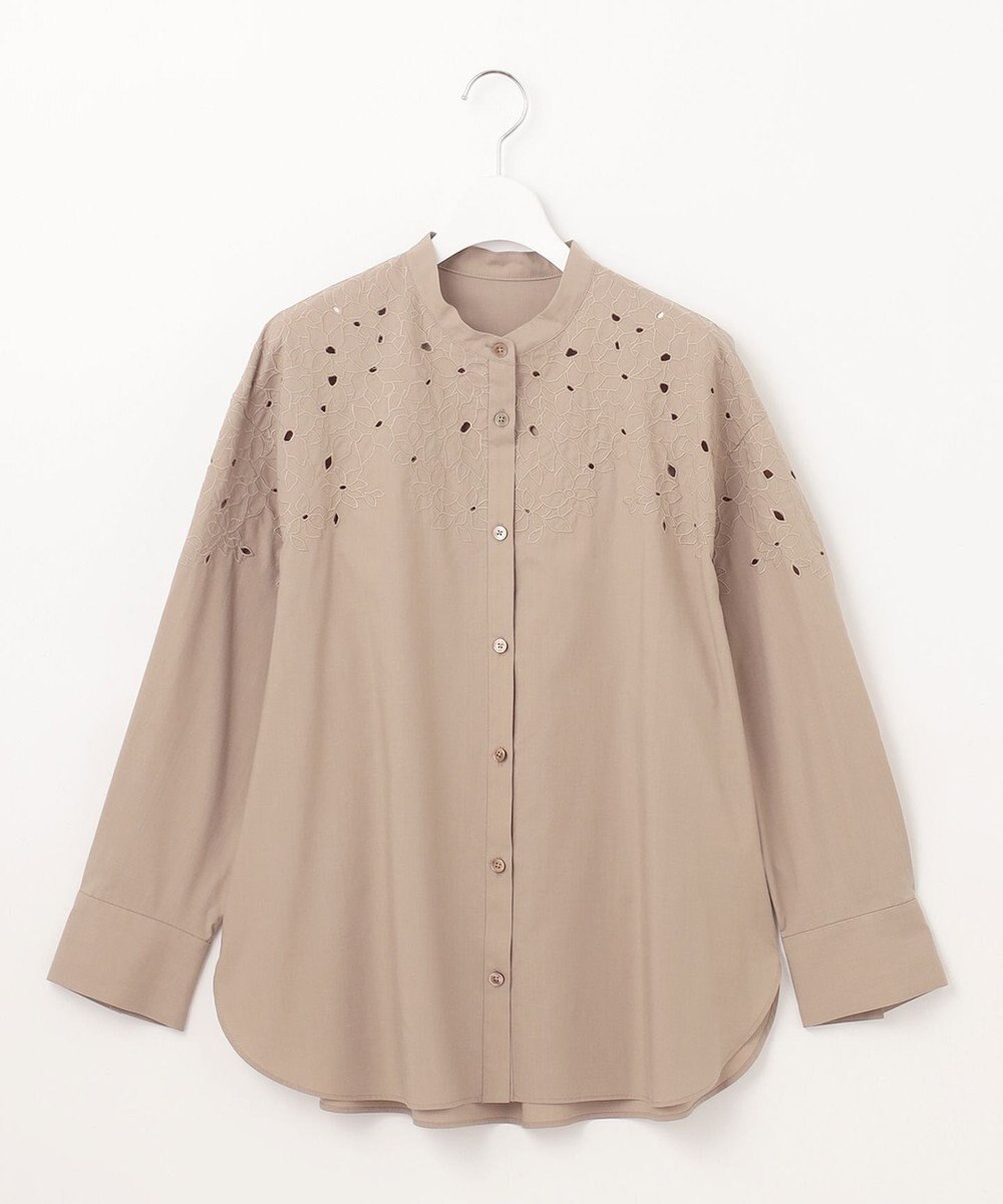 自由区 S 【洗える】テンセルコットンエンブロイダリーシャツ ブラウス 